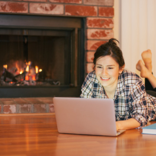 girl working on laptop